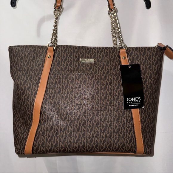 NEW Jones New York Brown Monogram Tote Bag Women’s Purse - Picture 2 of 8